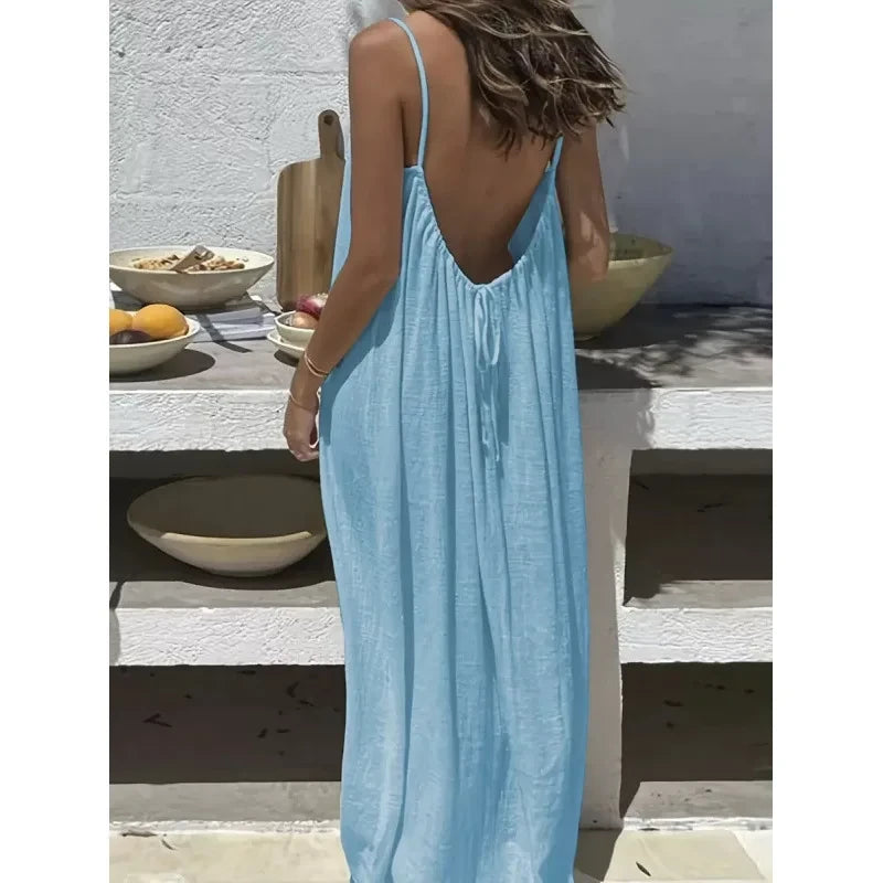 Sleeveless Loose Sleepwear Maxi Dress