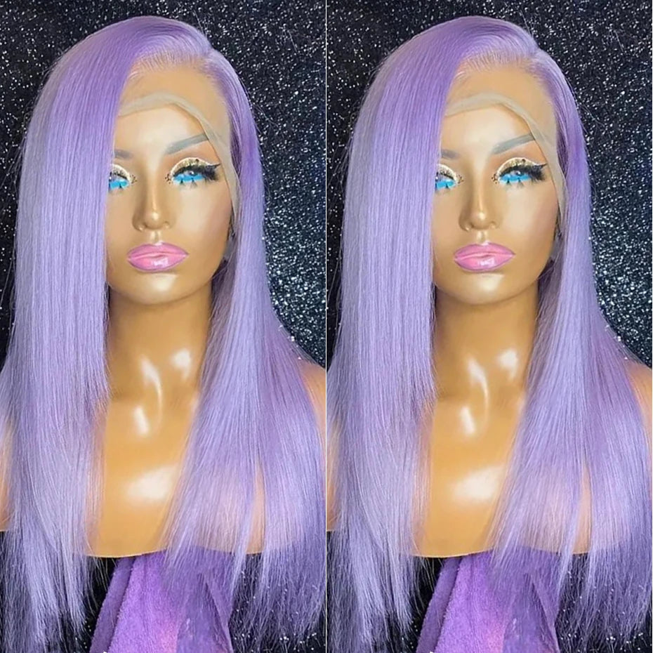 Body Wave 13x6 Teal Blue Color Human Hair Wig Preplucked Light Pink Purple Lace Frontal Wigs For Women Mint Green Lace Front Wig