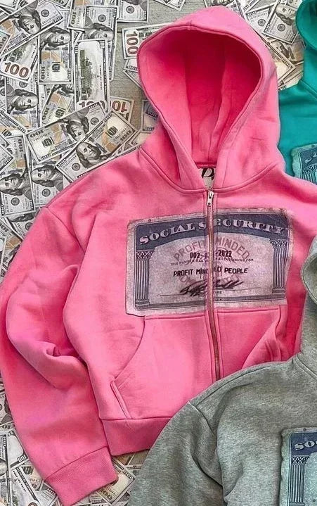 Men's Y2K Graphic Hoodie | Dollar Print Streetwear Sweatshirt
