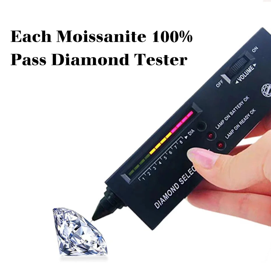 With Certificate Solid 18K Gold Moissanite Ring For Women or 925 Silver 5 Stone Half Eternity Band With Stamp Engagement Jewelry