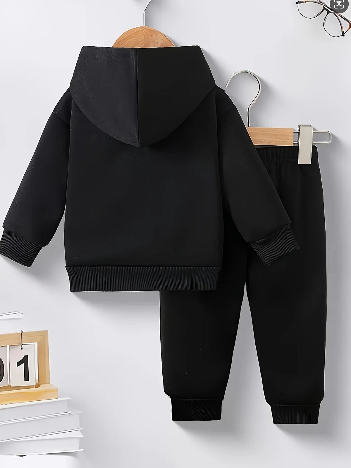 Newborn Baby Boy Fleece Sweatshirt And Fashion Casual Sports Pants Set 'Dad Little Baby' Print Autumn Winter Gift Set