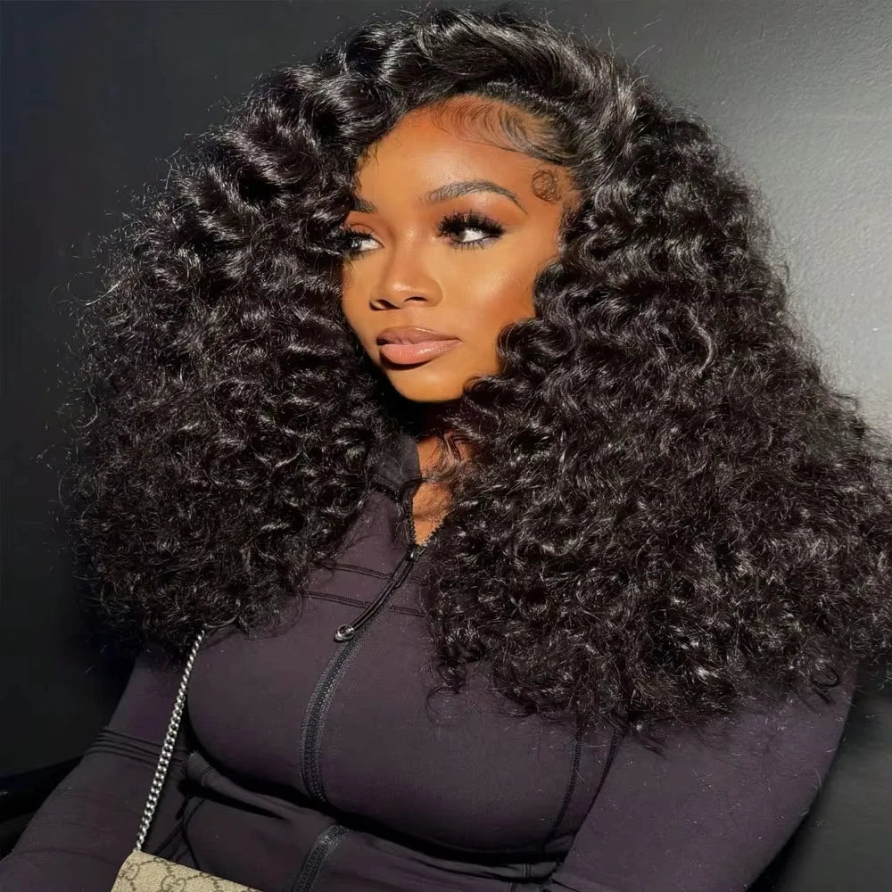13x4 13x6 HD Transparent Lace Deep Wave Frontal Wig 40-42Inch JerrlyCurly Lace Front HumanHair Wig For Deep Curly Water Wave Wig
