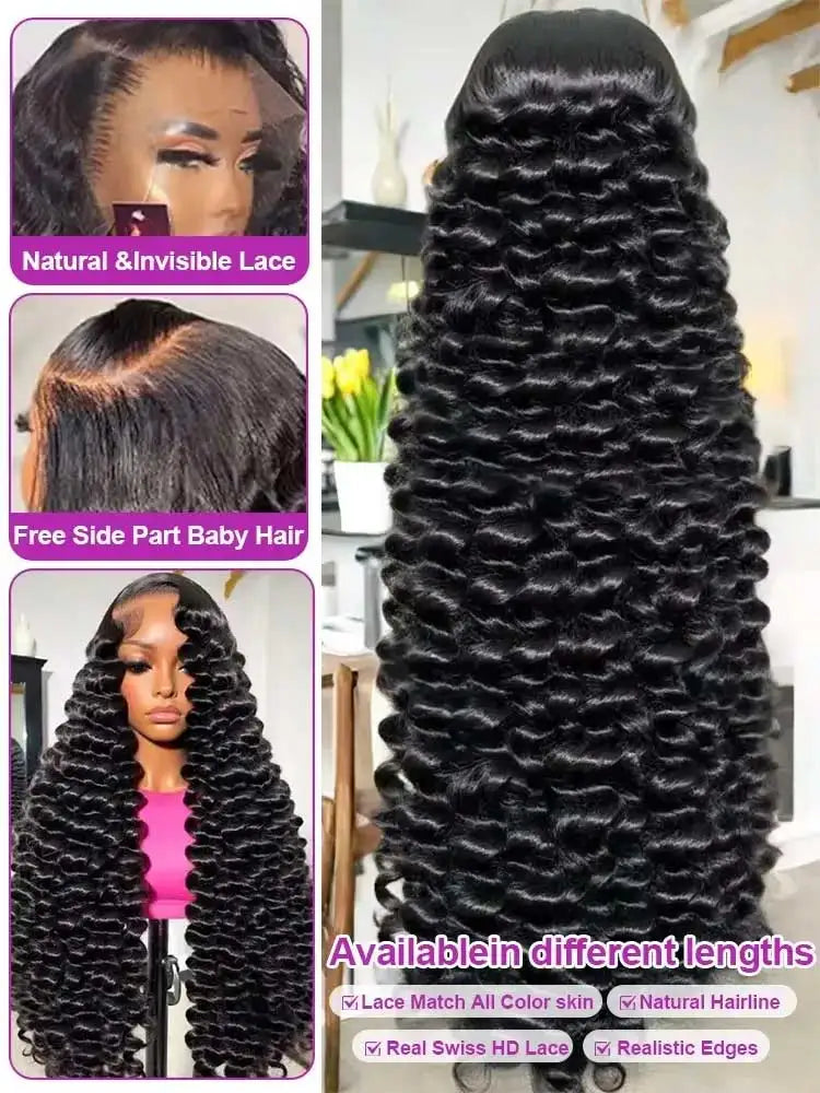 40 42 Inch Loose Deep Wave Frontal Wigs 250% 13x4 13x6 HD Lace Frontal Wigs For Women Remy Loose Deep Curly Human Hair Wigs