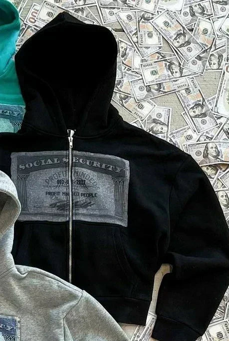Men's Y2K Graphic Hoodie | Dollar Print Streetwear Sweatshirt