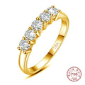 With Certificate Solid 18K Gold Moissanite Ring For Women or 925 Silver 5 Stone Half Eternity Band With Stamp Engagement Jewelry