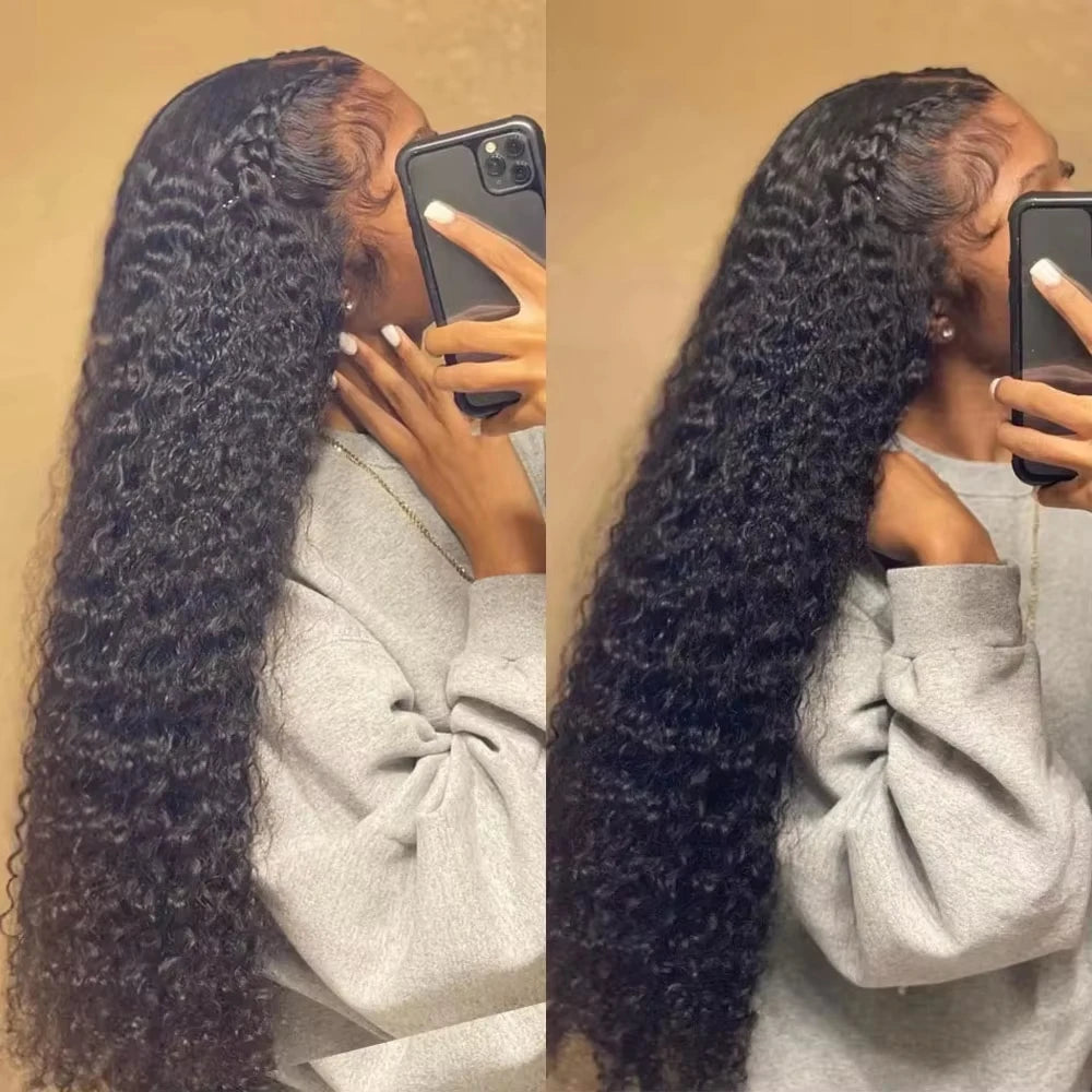 13x4 13x6 HD Transparent Lace Deep Wave Frontal Wig 40-42Inch JerrlyCurly Lace Front HumanHair Wig For Deep Curly Water Wave Wig
