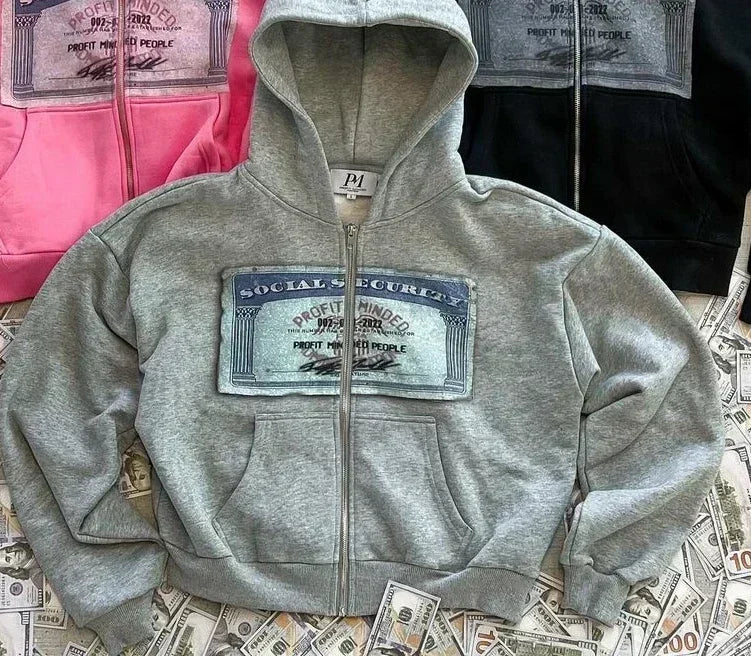 Men's Y2K Graphic Hoodie | Dollar Print Streetwear Sweatshirt