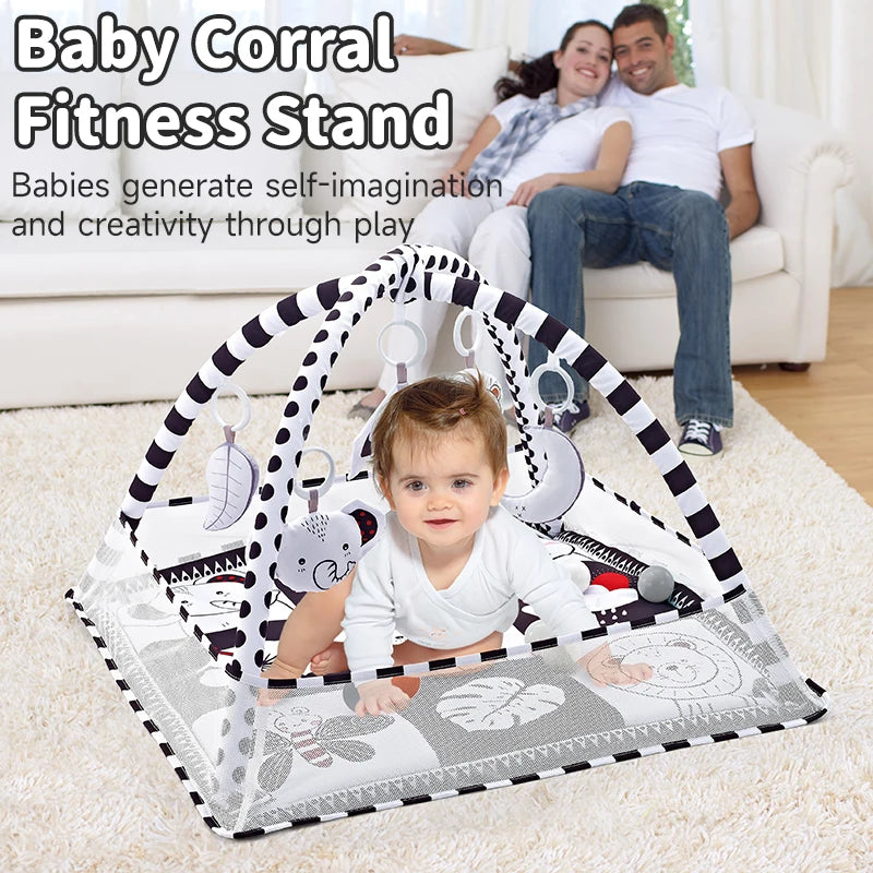 Baby Play Gym Play Mat Children Play Mat Rack Newborn Baby Activity Gym Mat 0-36 Months Tummy Time Crawling Game Blanket Toys