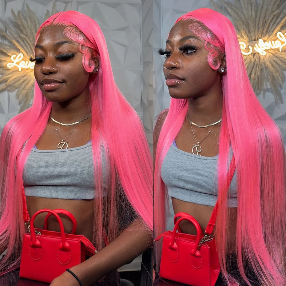 Body Wave 13x6 Teal Blue Color Human Hair Wig Preplucked Light Pink Purple Lace Frontal Wigs For Women Mint Green Lace Front Wig