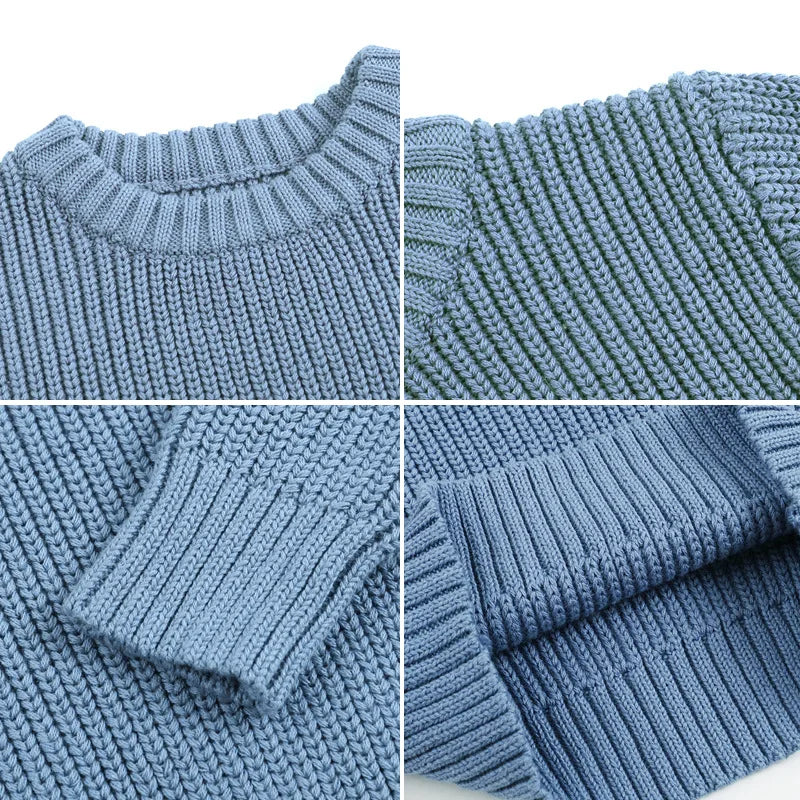 0-7T Winter Baby Sweater Toddler Kid Baby Boy Girl Clothes Long Sleeve Basic Top Knit Pullover Knitwear Plain Infant Sweater