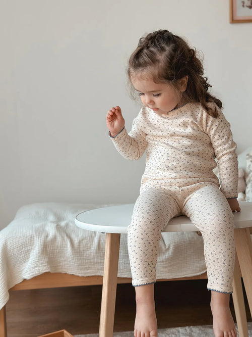 1-6T 100% Cotton Girls Floral Pajamas set Toddler Kid Baby 2pcs Clothes Set Long Sleeve Top Pant Suit PJ Set Homewear Outfit