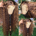 Highlight Curly Wig 13x4 Lace Front Wig Human Hair Wigs Glueless HD Deep Wave Lace Frontal Wig 4/27 Colored Wigs PrePlucked