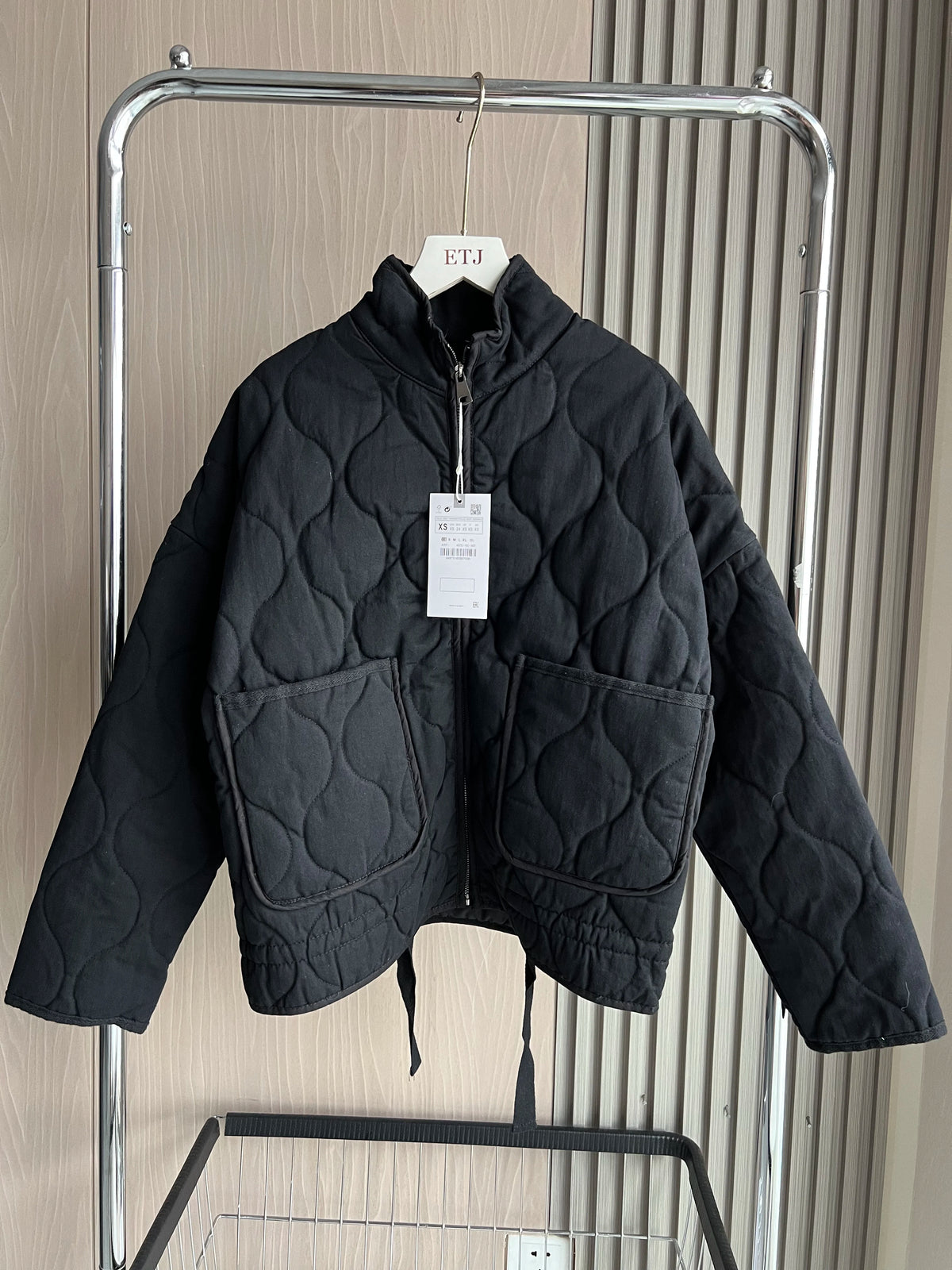 Women's Polyester Padded Jacket 2026New Arrival Vintage Lenzing Rayon High Collar Large Pocket Decorative Quilted Coat for Women
